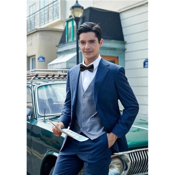 Men's Bow Ties Self Tie Woven Satin Pocket Squares Set Formal Tuxedo Floral - Picture 2 of 7